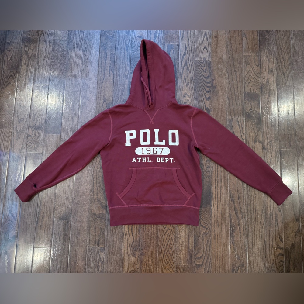 Polo by Ralph Lauren Red Sweater Classic Design
Has a hole on sleeve